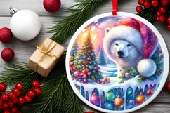 Round Melting Winter Scene with Polar Bear Ornament PNG Product Image 2