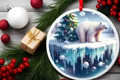 Round Melting Winter Scene with Polar Bear Ornament PNG Product Image 2