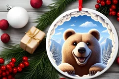 Snow Bear Wall Painting Sublimation PNG Product Image 1