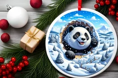 Snow Panda Wall Painting Sublimation PNG Product Image 2