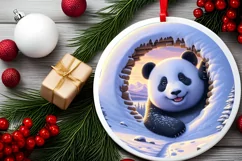 Snow Panda Wall Painting Sublimation PNG Product Image 1