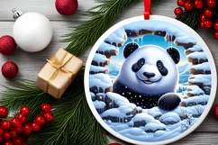 Snow Panda Wall Painting Sublimation PNG Product Image 2