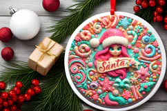 Round Christmass Ornament Sublimation|Clipart Product Image 2
