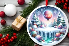 3D Round Christmas Ornament Sublimation PNG Product Image 2