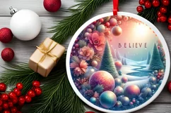 3D Round Christmas Ornament Sublimation PNG Product Image 2