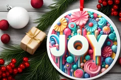 Pastel 3D Martzipan Joy Ornament Sublimation PNG Product Image 2