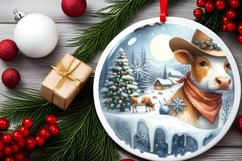 3D Round Watercolor Christmas Ornament Sublimation PNG Product Image 2