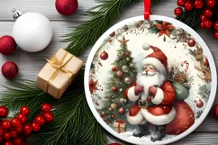 Santa Zebra Portrait Round Ornament PNG Product Image 2