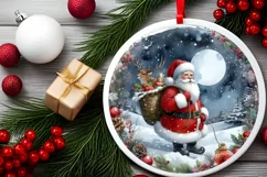 Santa Zebra Portrait Round Ornament PNG Product Image 2