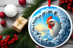 Melting Ice Wall Chicken Round Ornament PNG Product Image 2