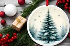 Christmas Tree Round Ornament Sublimation PNG Product Image 2