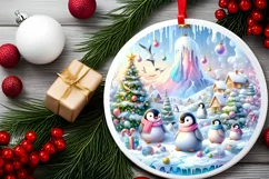 Penguins Winter Scene Ornament Sublimation PNG Product Image 2