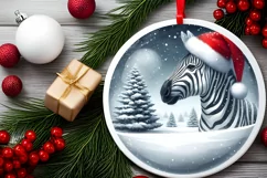 Zebra Portrait Christmas Ornament PNG Product Image 2
