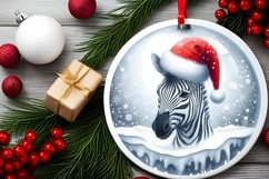 Zebra Portrait Christmas Ornament PNG Product Image 1