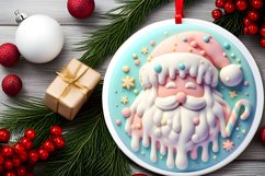 Pastel Santa Round Ornament Sublimation PNG Product Image 2