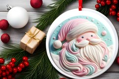 Pastel Santa Round Ornament Sublimation PNG Product Image 2