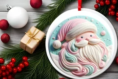 Pastel Santa Round Ornament Sublimation PNG Product Image 2
