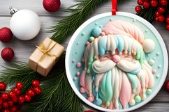 Round 3D Martzipan Santa Ornament Sublimation PNG Product Image 2