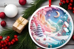 Winter Scene Round Ornament Sublimation PNG Product Image 2