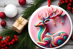 Deer Round Ornament Sublimation PNG Product Image 2