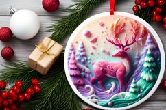 Deer Round Ornament Sublimation PNG Product Image 2