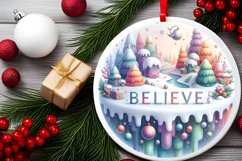 Winter Scene with Large Text Christmas Round Ornament Product Image 2