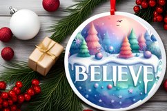 Winter Scene with Large Text Christmas Round Ornament Product Image 2