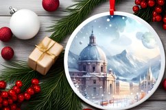 Winter Scene with Spain Round Ornament Sublimation PNG Product Image 2