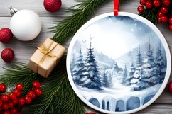 Winter Scene with Spain Round Ornament Sublimation PNG Product Image 2