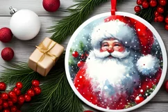 Santa Christmas Round Ornament Sublimation PNG Product Image 2
