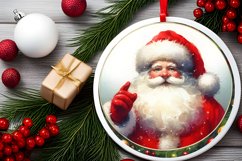 Santa Christmas Round Ornament Sublimation PNG Product Image 2