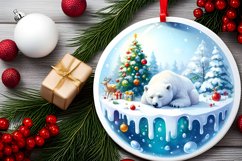 Winter Scene with Polar Bear Round Ornament Sublimation PNG Product Image 2