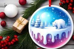Winter Scene with Polar Bear Round Ornament Sublimation PNG Product Image 2