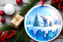 Winter Scene with Polar Bear Round Ornament Sublimation PNG Product Image 2