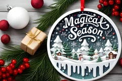 Magical Season Round Ornament Sublimation PNG Product Image 2