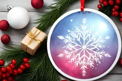 Watercolor Christmas Snowflake Image PNG Product Image 1
