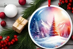 Watercolor Winter Scene Champagne PNG Product Image 1