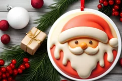 Santa Round Ornament Sublimation PNG Product Image 2