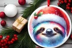 Pastell Watercollor Sloth Portrait Round Ornament Product Image 1
