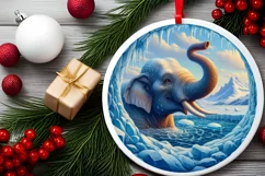 Melting Ice Wall Elephant Round Ornament PNG Product Image 2