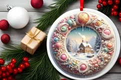 Pastel Christmas Candy Scene Sublimation PNG Product Image 2
