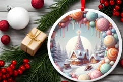 Detailed Digital Painting Molten Candy Winter Scene Round Product Image 1