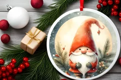 Gnome Christmas Round Ornament Sublimation PNG Product Image 2