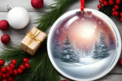 Winter Scene Round Ornament Sublimation PNG Product Image 2
