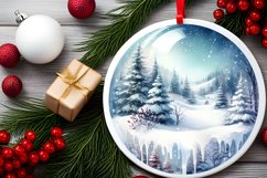 Winter Scene Round Ornament Sublimation PNG Product Image 2