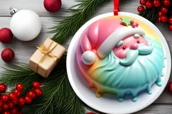3D Martzipan Santa Round Ornament Sublimation PNG Product Image 2