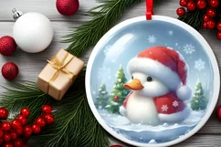 Melting Winter Scene Duck Round Ornament Sublimation PNG Product Image 1