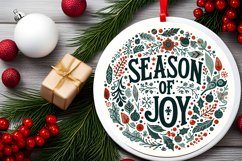 Season of Joy Round Ornament Sublimation PNG Product Image 2