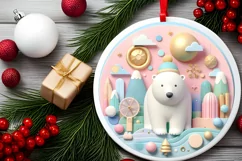Round Christmas Ornament Sublimation|Clipart Product Image 2