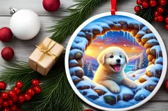 Snow Made Wall Puppy Round Ornament PNG Product Image 2